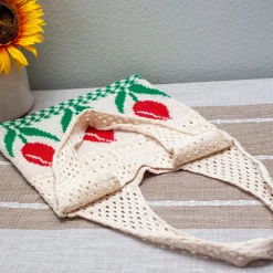 Elena Handbags Artsy Cotton Knitted Floral Shoulder Bag