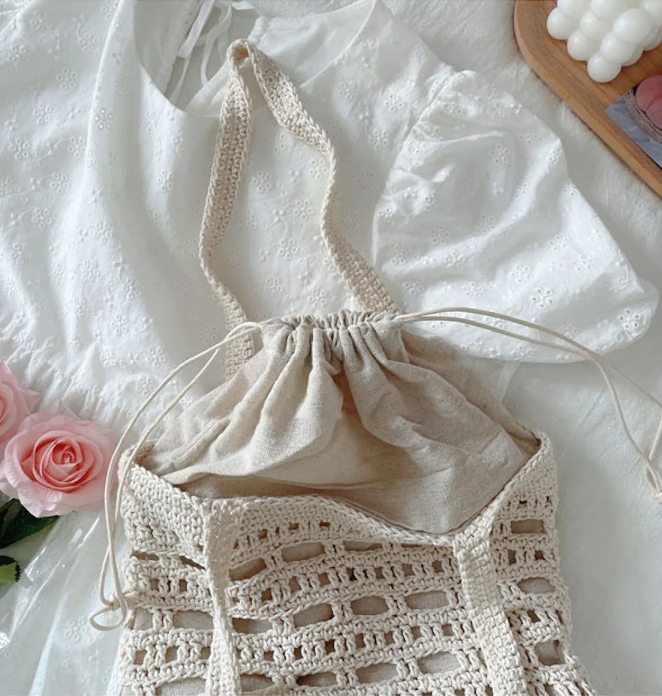 Elena Handbags Artsy Crochet Bucket Bag