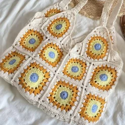 Elena Handbags Artsy Knitted Granny Square Tote