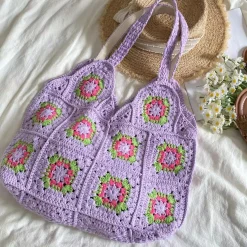 Elena Handbags Artsy Knitted Granny Square Tote