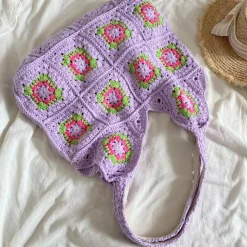 Elena Handbags Artsy Knitted Granny Square Tote