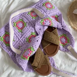 Elena Handbags Artsy Knitted Granny Square Tote