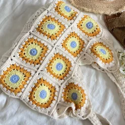 Elena Handbags Artsy Knitted Granny Square Tote