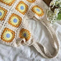Elena Handbags Artsy Knitted Granny Square Tote