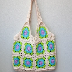 Elena Handbags Artsy Knitted Granny Square Tote