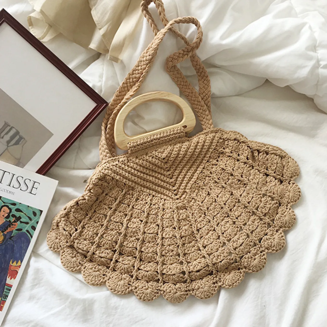 Elena Handbags Artsy Shell Shaped Cotton Shoulder Bag