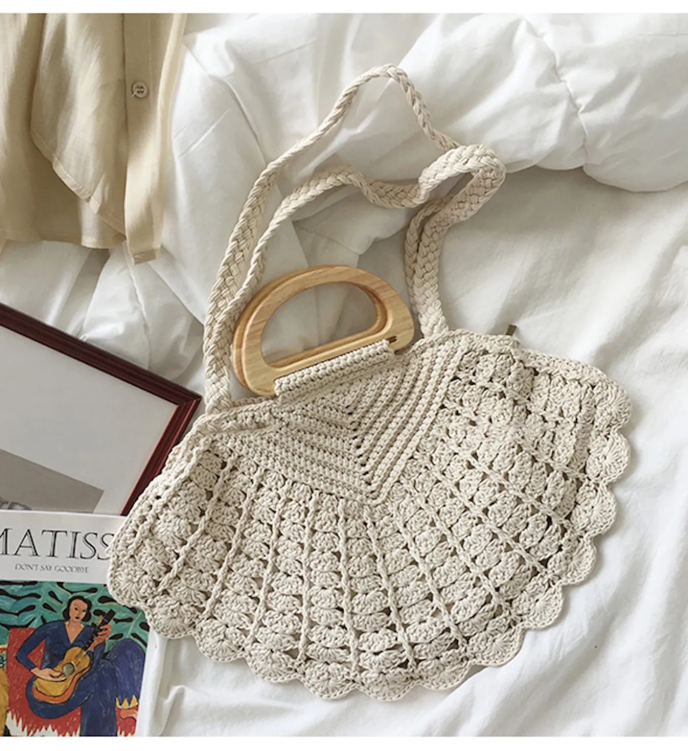 Elena Handbags Artsy Shell Shaped Cotton Shoulder Bag