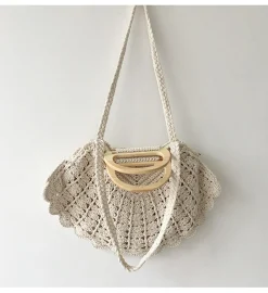 Elena Handbags Artsy Shell Shaped Cotton Shoulder Bag