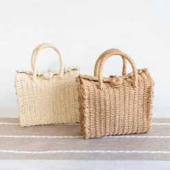 Elena Handbags Beach Straw Woven Box Crossbody Bag