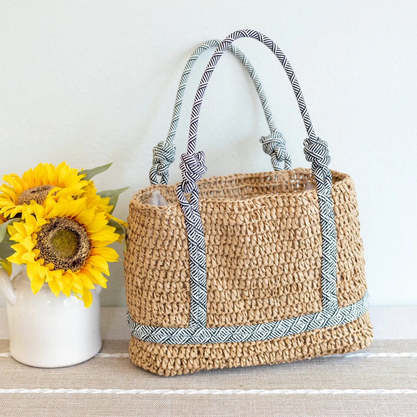 Elena Handbags Beach Straw Woven Tote Bag