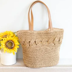 Elena Handbags Beach Straw Woven Tote Bag
