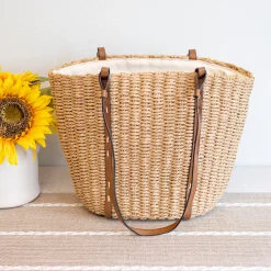 Elena Handbags Beach Straw Woven Tote Bag