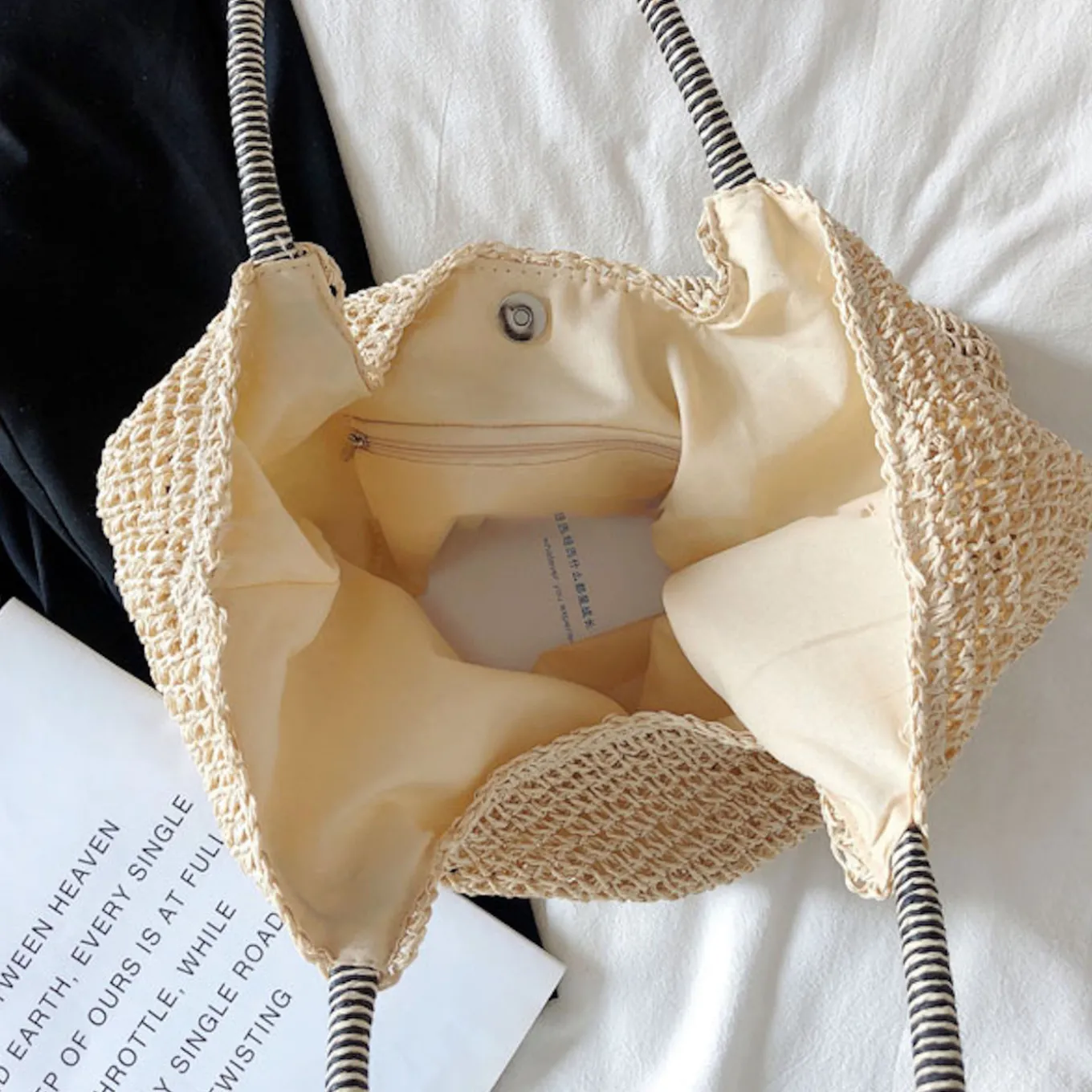 Elena Handbags Beach Straw Woven Tote Bag