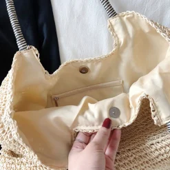 Elena Handbags Beach Straw Woven Tote Bag