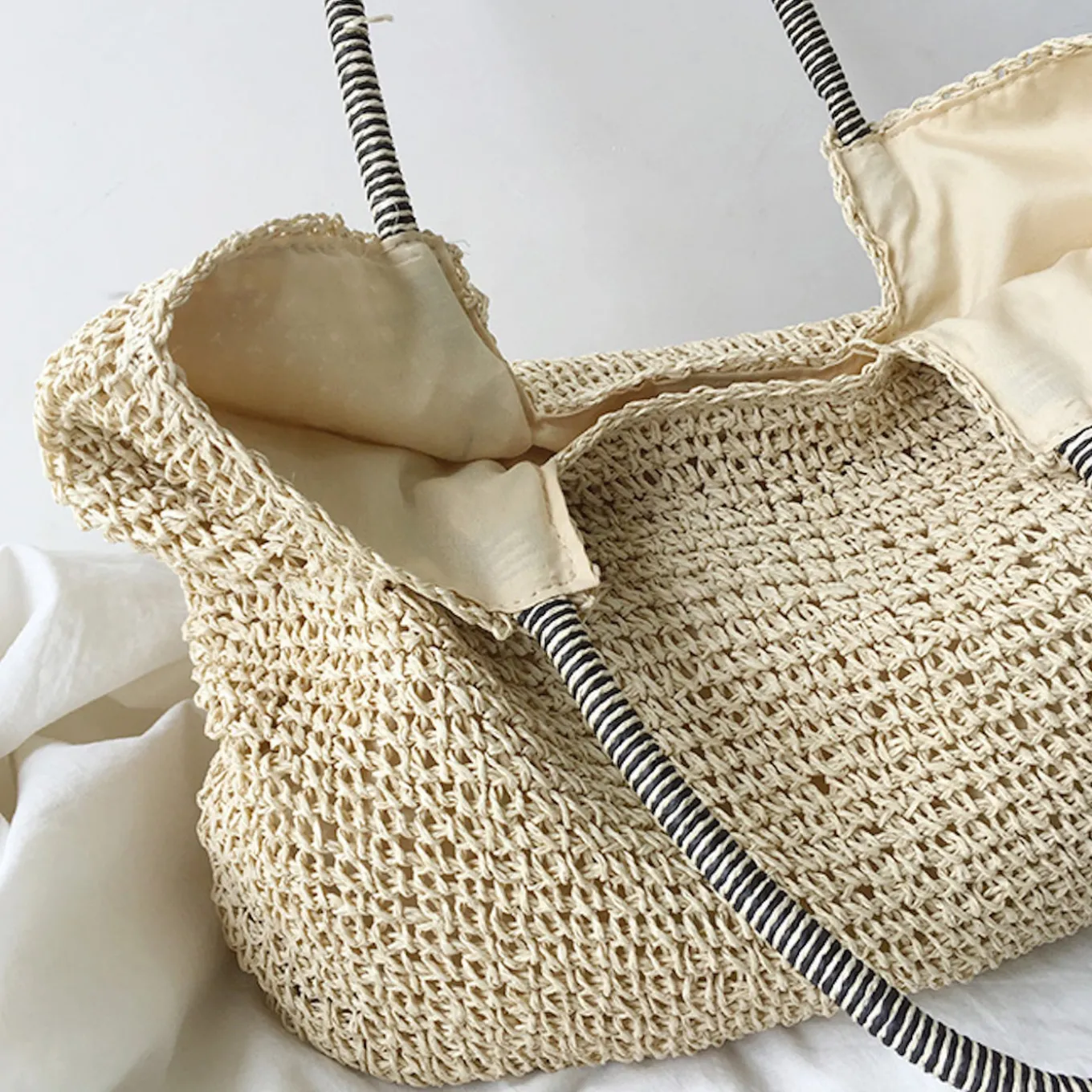 Elena Handbags Beach Straw Woven Tote Bag