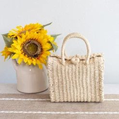 Elena Handbags Beach Straw Woven Box Crossbody Bag