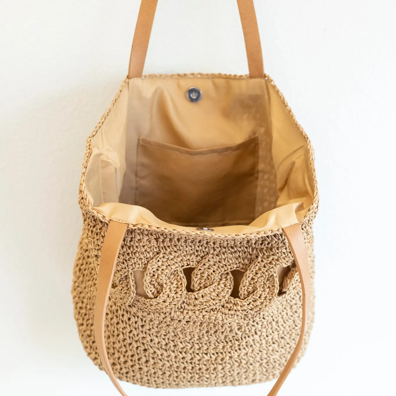 Elena Handbags Beach Straw Woven Tote Bag