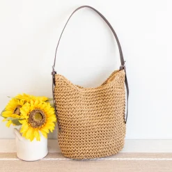 Elena Handbags Beach Straw Woven Tote Bag