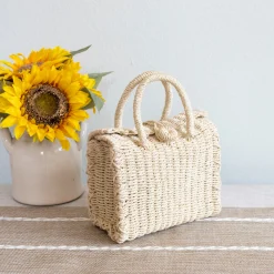 Elena Handbags Beach Straw Woven Box Crossbody Bag