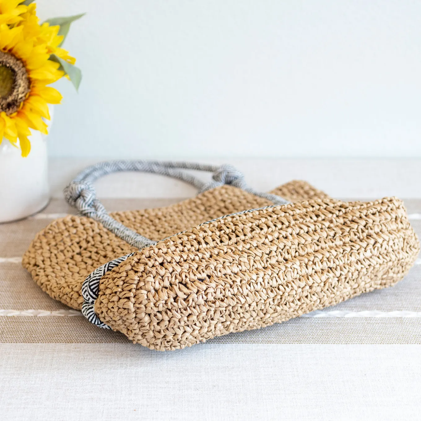 Elena Handbags Beach Straw Woven Tote Bag