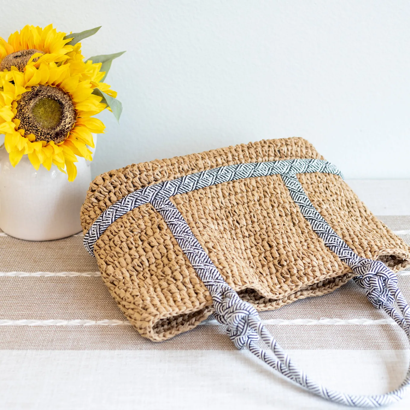 Elena Handbags Beach Straw Woven Tote Bag