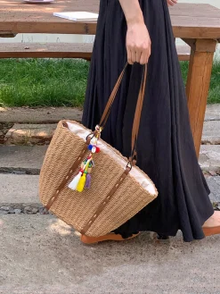 Elena Handbags Beach Straw Woven Tote Bag