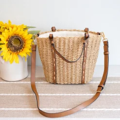 Elena Handbags Beach Straw Woven Tote Bag
