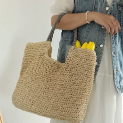 Elena Handbags Beach Straw Woven Tote Bag
