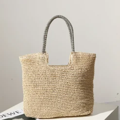 Elena Handbags Beach Straw Woven Tote Bag