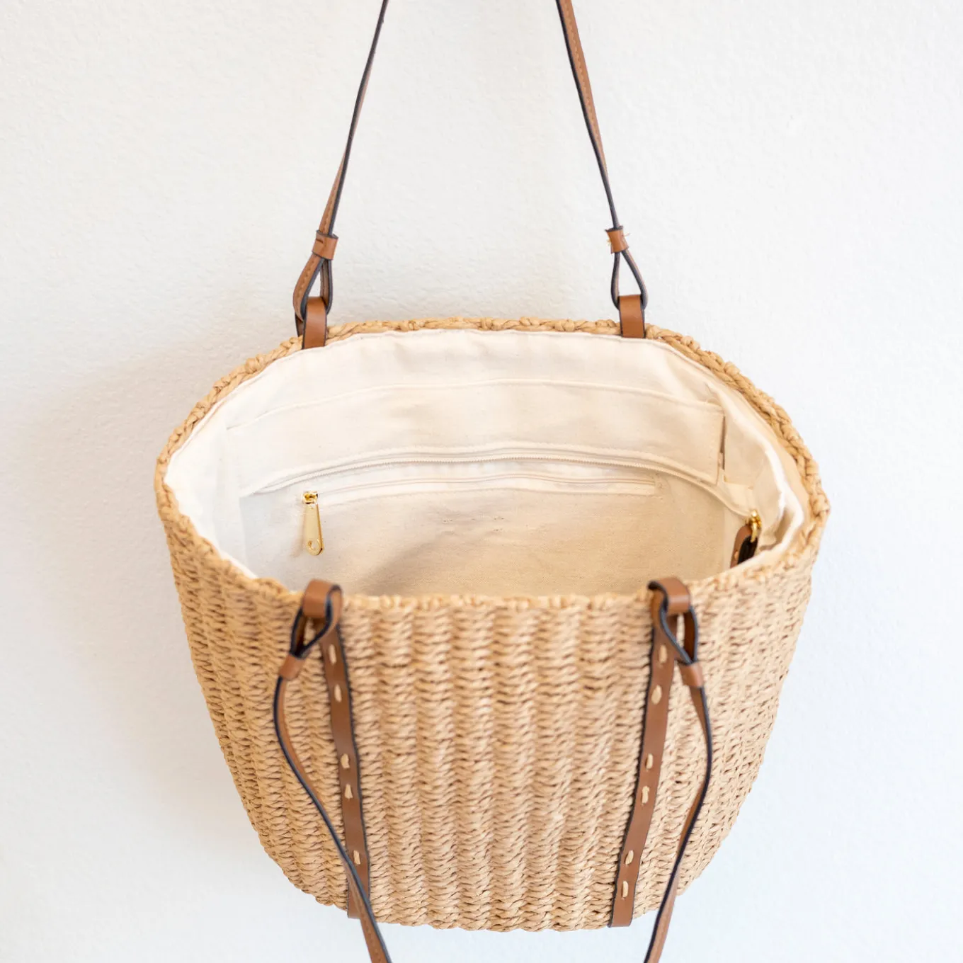 Elena Handbags Beach Straw Woven Tote Bag