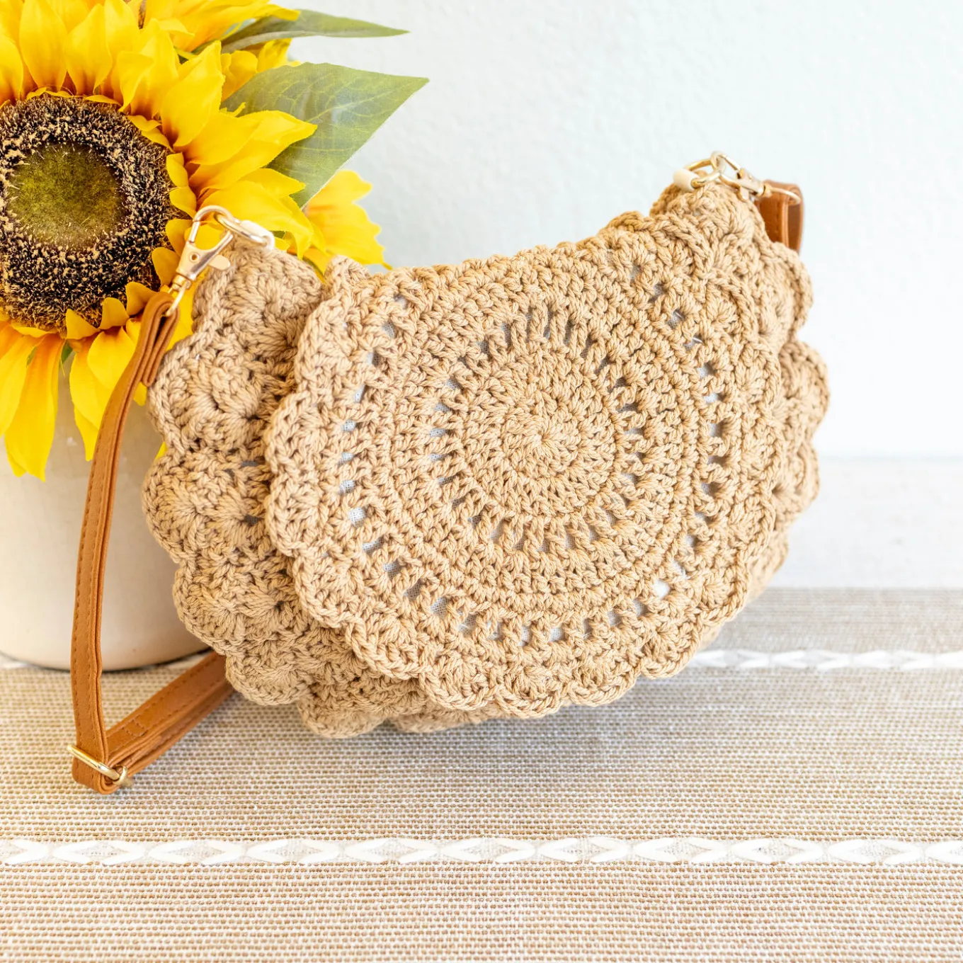 Elena Handbags Boho Crochet Crossbody Bag
