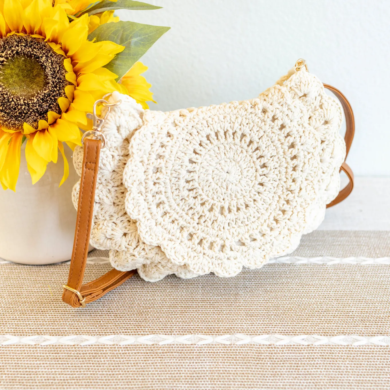 Elena Handbags Boho Crochet Crossbody Bag