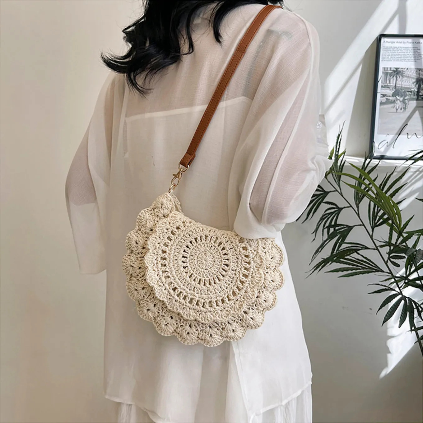 Elena Handbags Boho Crochet Crossbody Bag