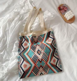 Elena Handbags Boho Knitted Shoulder Bag