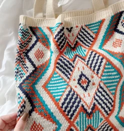 Elena Handbags Boho Knitted Shoulder Bag