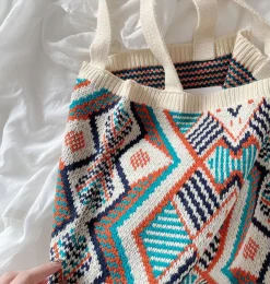 Elena Handbags Boho Knitted Shoulder Bag