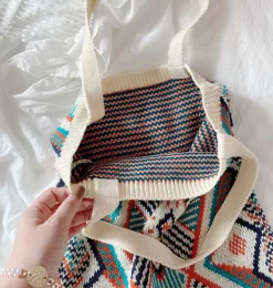 Elena Handbags Boho Knitted Shoulder Bag