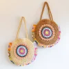 Elena Handbags Boho Round Beach Straw Tote