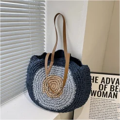Elena Handbags Boho Round Beach Straw Tote