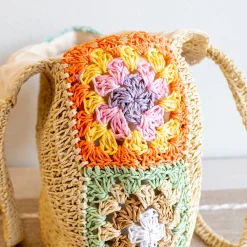 Elena Handbags Boho Round Beach Straw Tote