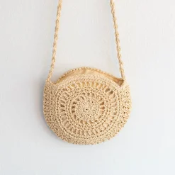Elena Handbags Boho Straw Woven Round Tote