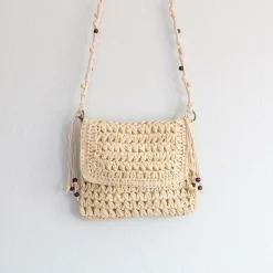 Elena Handbags Boho Straw Square Messenger Purse with Tassel