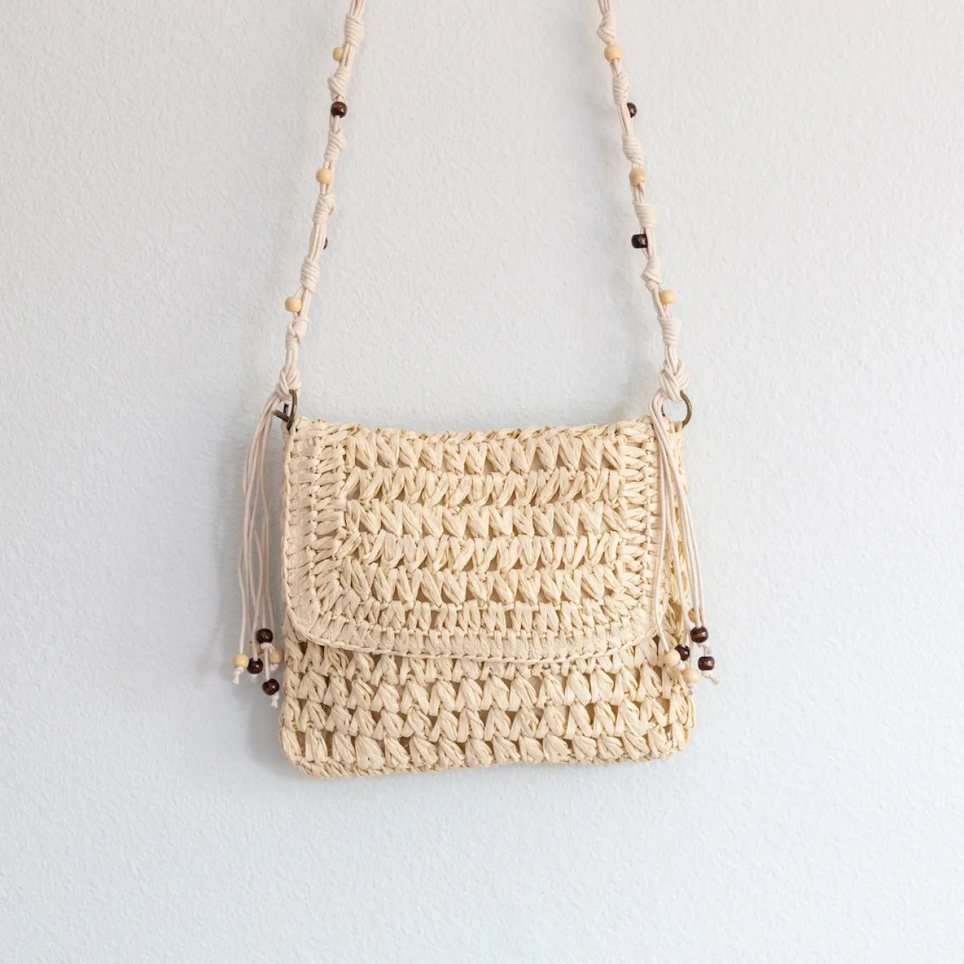 Elena Handbags Boho Straw Square Messenger Purse with Tassel