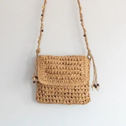 Elena Handbags Boho Straw Square Messenger Purse with Tassel