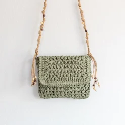 Elena Handbags Boho Straw Square Messenger Purse with Tassel