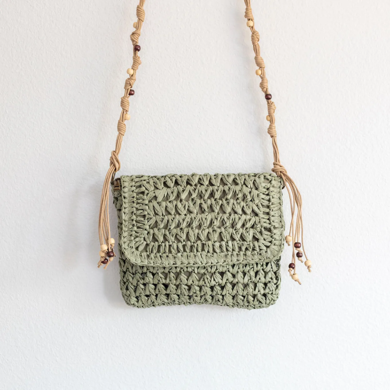 Elena Handbags Boho Straw Square Messenger Purse with Tassel