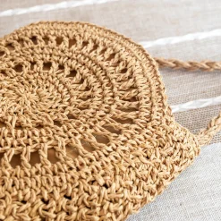 Elena Handbags Boho Straw Woven Round Tote
