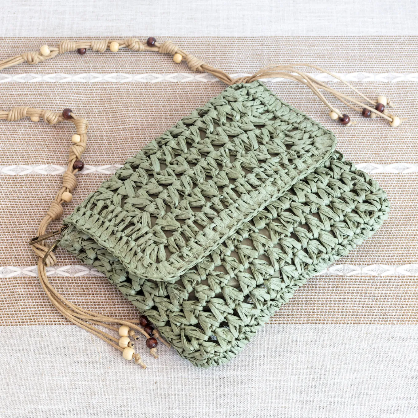 Elena Handbags Boho Straw Square Messenger Purse with Tassel