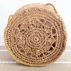 Elena Handbags Boho Straw Round Shoulder Bag