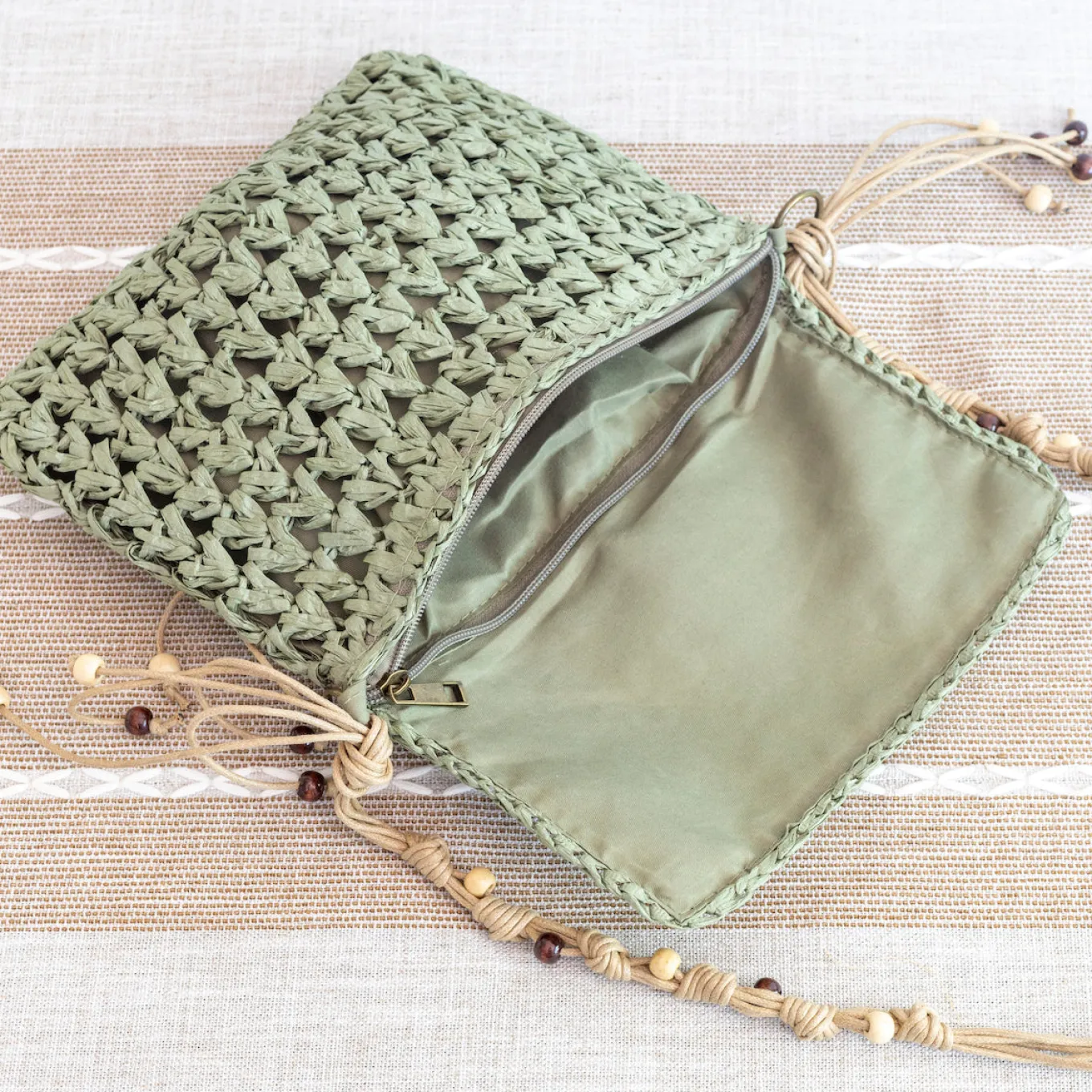 Elena Handbags Boho Straw Square Messenger Purse with Tassel